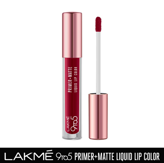 Lakme 9to5 Primer + Matte Liquid Lip Color - MM3 Crisp Wine