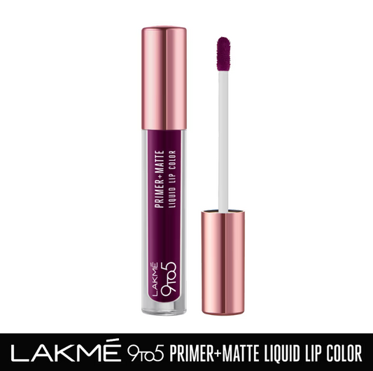 Lakme 9to5 Primer + Matte Liquid Lip Color - MM4 Dynamic Purple