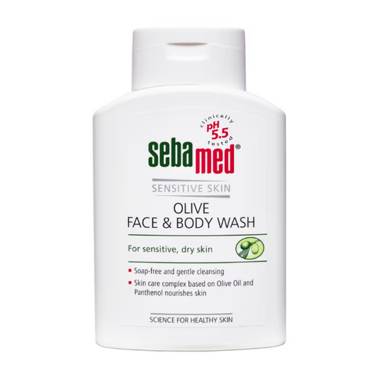 Sebamed Olive Face & Body Wash, PH 5.5, Soap Free, Sensitive Dry Skin, With Olive Oil & Panthenol