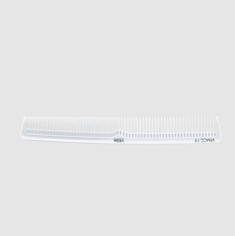 Vega Carbon Cutting Comb-White Line 6.75" - VPMCC-19