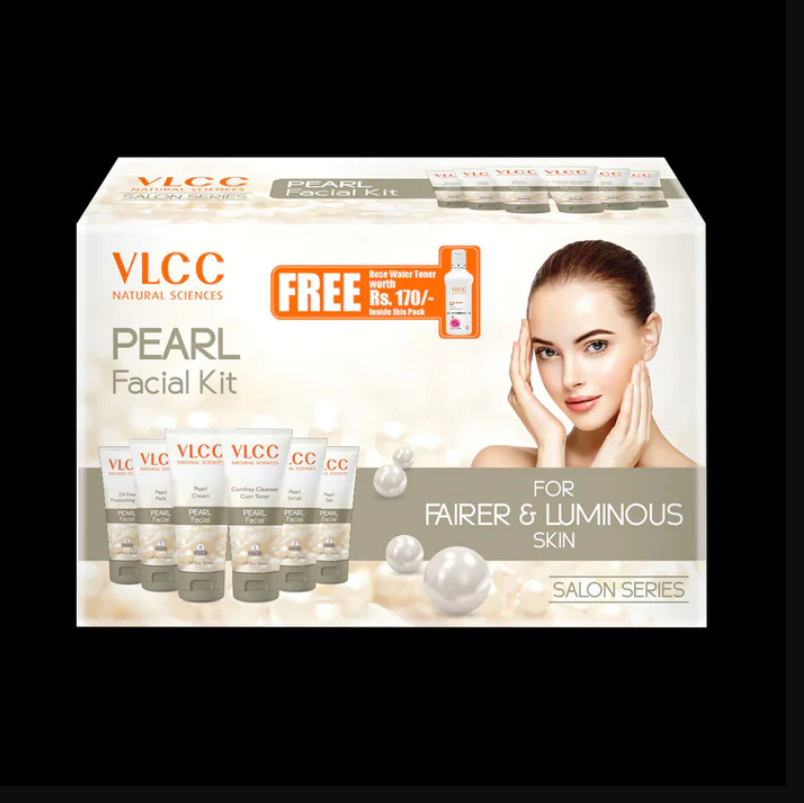 VLCC Pearl Facial Kit (300gm) with Free Rose Water Toner